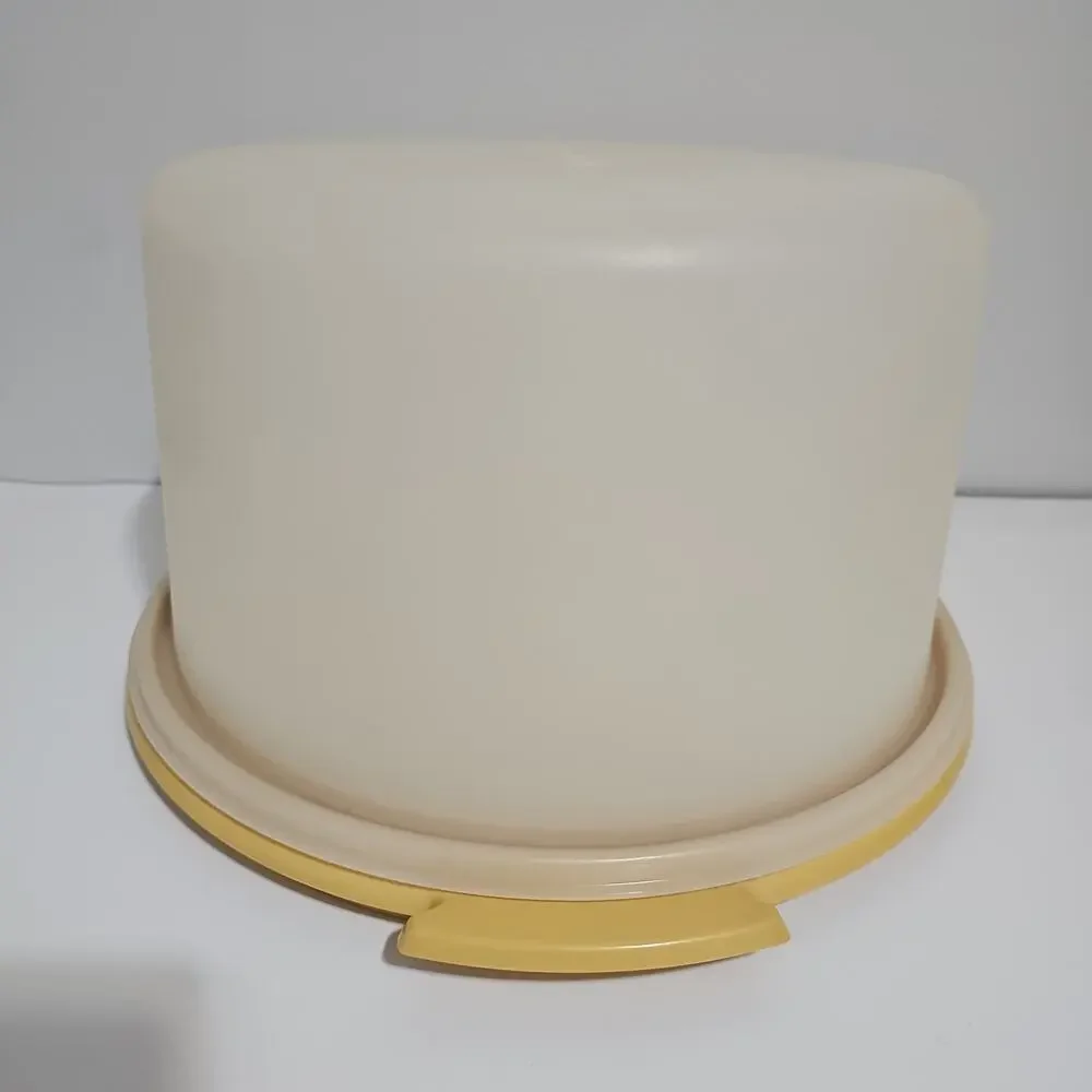 Vintage Tupperware Cake Carrier 684-5 & 683-5 Gold Harvest Round Pie Storage